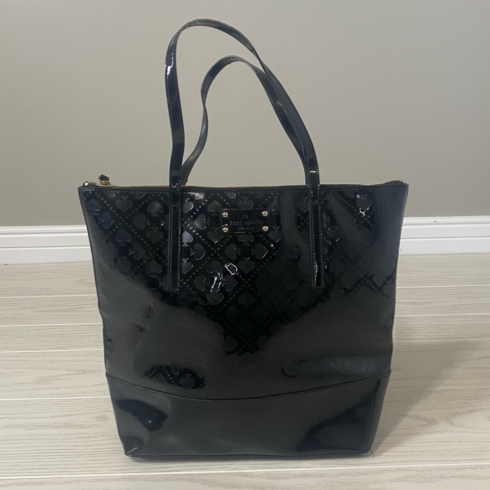 *Kate Spade Black patent leather shoulder tote bag